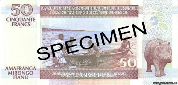 Burundi, P-NEW, 50 Francs, 2005, Nilpferd .jpg