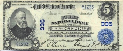 5 Dollar National Currency 21.07.1909 The First National Bank of Bridgeport, Connecticut - Vs - XF+ - 81233.jpg