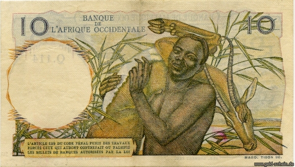 Französisch-Westafrika, P-37, 10 Francs, 1946 - 1954, Gazelle .jpg