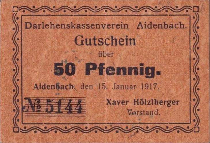 Datei:Aidenbach 50 Pf Xaver Hoelzlberger II RS.jpg