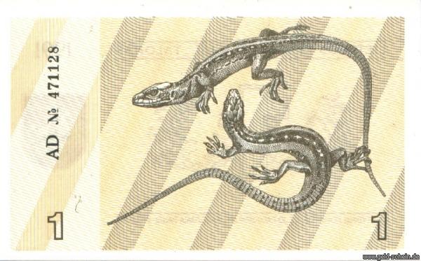 Datei:Litauen, P-32b, 1 Talon, 1991, Eidechsen.jpg