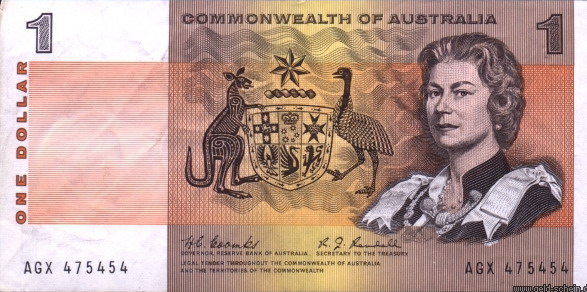 Datei:Australien, P-37b, 1 Dollar, 1966 - 1972, Känguruh.jpg