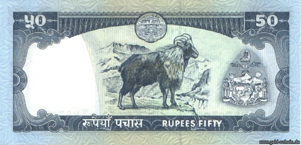 Nepal, P-33c, 50 Rupees, 1983 - 2000, Bergziege .jpg