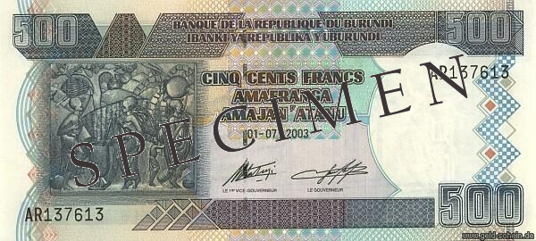 Datei:Burundi P-0038d, 500 Francs, Vs.jpg