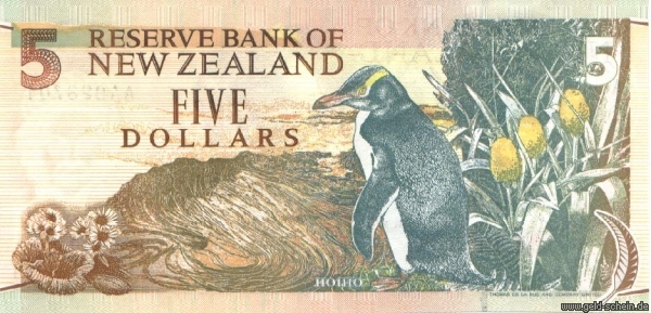 Neuseeland, P-177a, 5 Dollars, 1992 - 1998, Pinguin.jpg