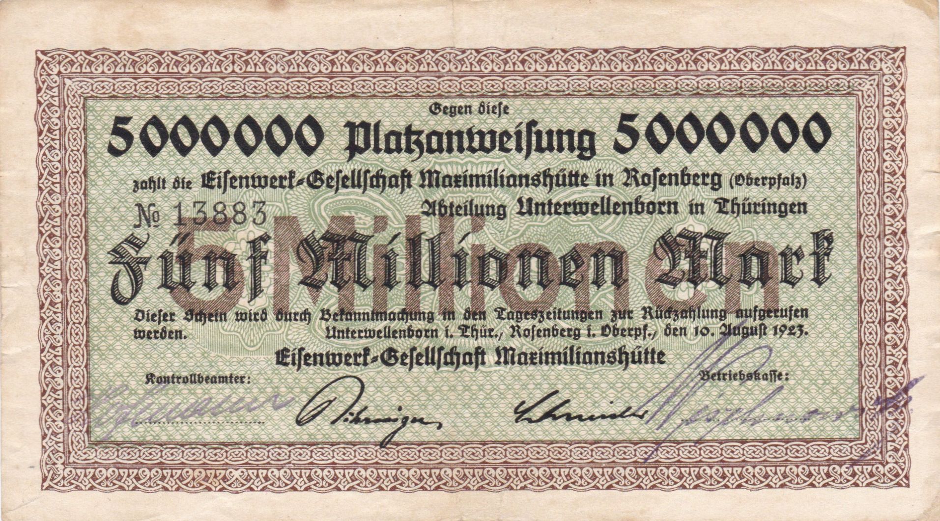 Unterwellenborn Maxhutte 5 Mio Mk Vs.jpg