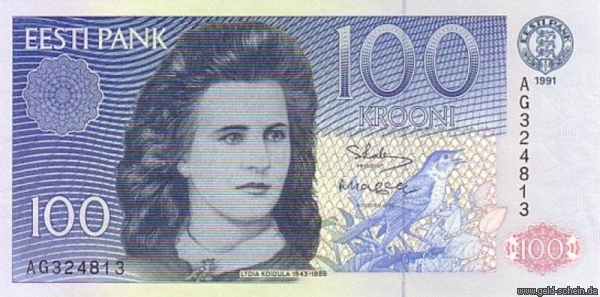 Estland, P-74a, 100 Krooni, 1991 - 1992, Kuckuck.jpg