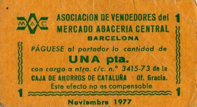 Barcelona - Mercado Abaceria Central 1977-11 Peseta 1 1.jpg