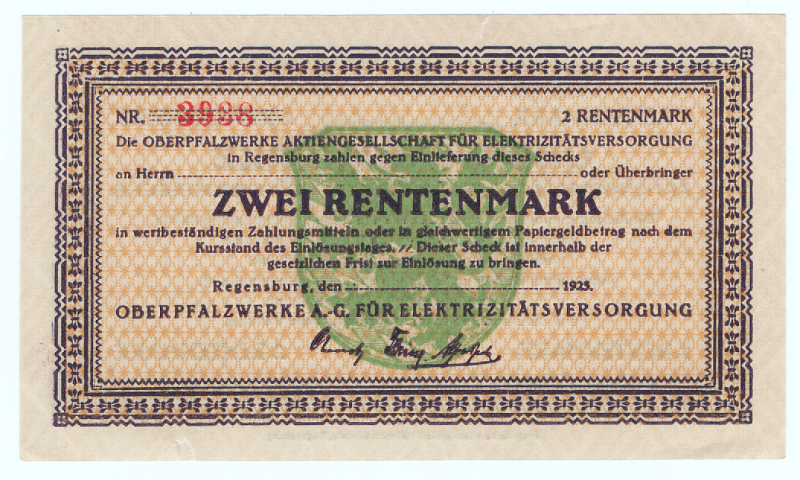 Datei:Regensburg Oberpfalzwerke 2 Rentenmark vs.png