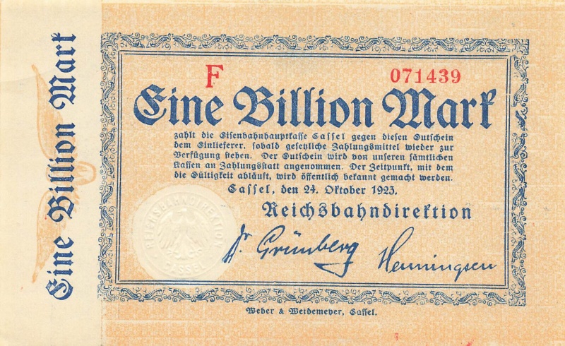 Datei:Cassel Reichsbahn 1bio Vs.jpg