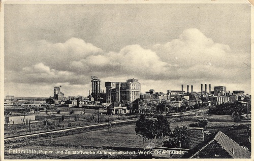 Ansicht der Papierfabrik auf einer Postkarte