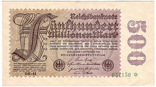 Radarnote aus der deutschen Inflationszeit