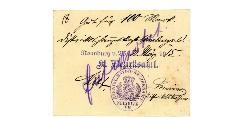 Datei:Neunburg v Wald 100 Mark 1915 vs.png