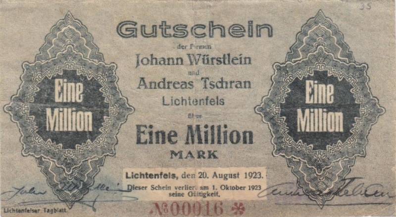 Datei:Lichtenfels Wuerstlein Tschran 1 Mio vs.jpg